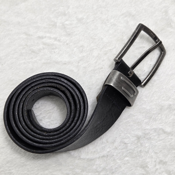 Diesel Black‎ Leather Belt with Silver Buckle size 38
